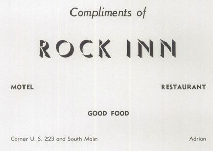 Rock Inn Motel & Restaurant - 1951 Yearbook Ad (newer photo)